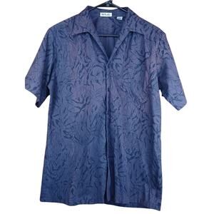 VTG D'Avila Men's M Short Sleeve Button Up Shirt Purple Abstract Print 70s 80s